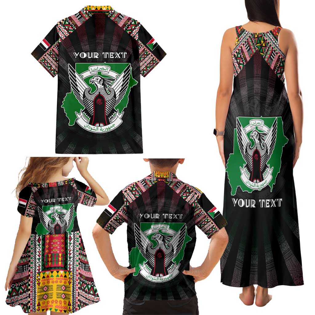 Personalized Sudan Roots Family Matching Tank Maxi Dress and Hawaiian Shirt African Map in Fingerprint and Tribal Colors