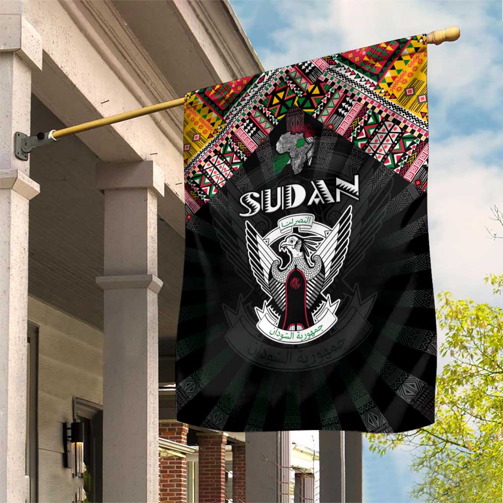 Sudan Roots Garden Flag African Map in Fingerprint and Tribal Colors