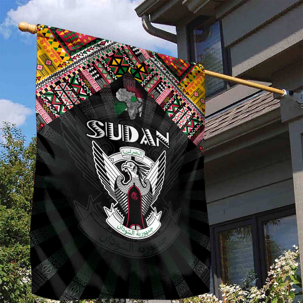 Sudan Roots Garden Flag African Map in Fingerprint and Tribal Colors