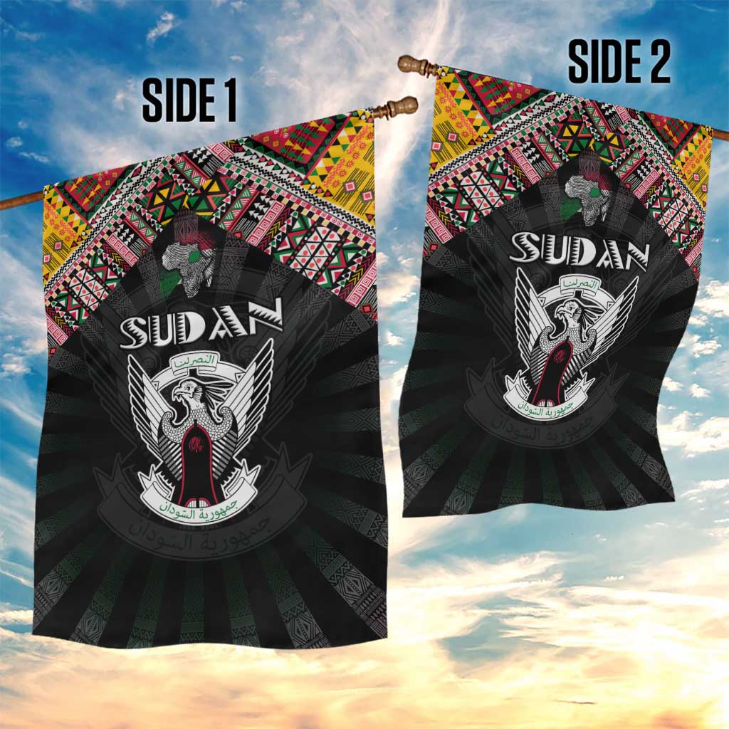 Sudan Roots Garden Flag African Map in Fingerprint and Tribal Colors