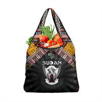 Sudan Roots Grocery Bag African Map in Fingerprint and Tribal Colors
