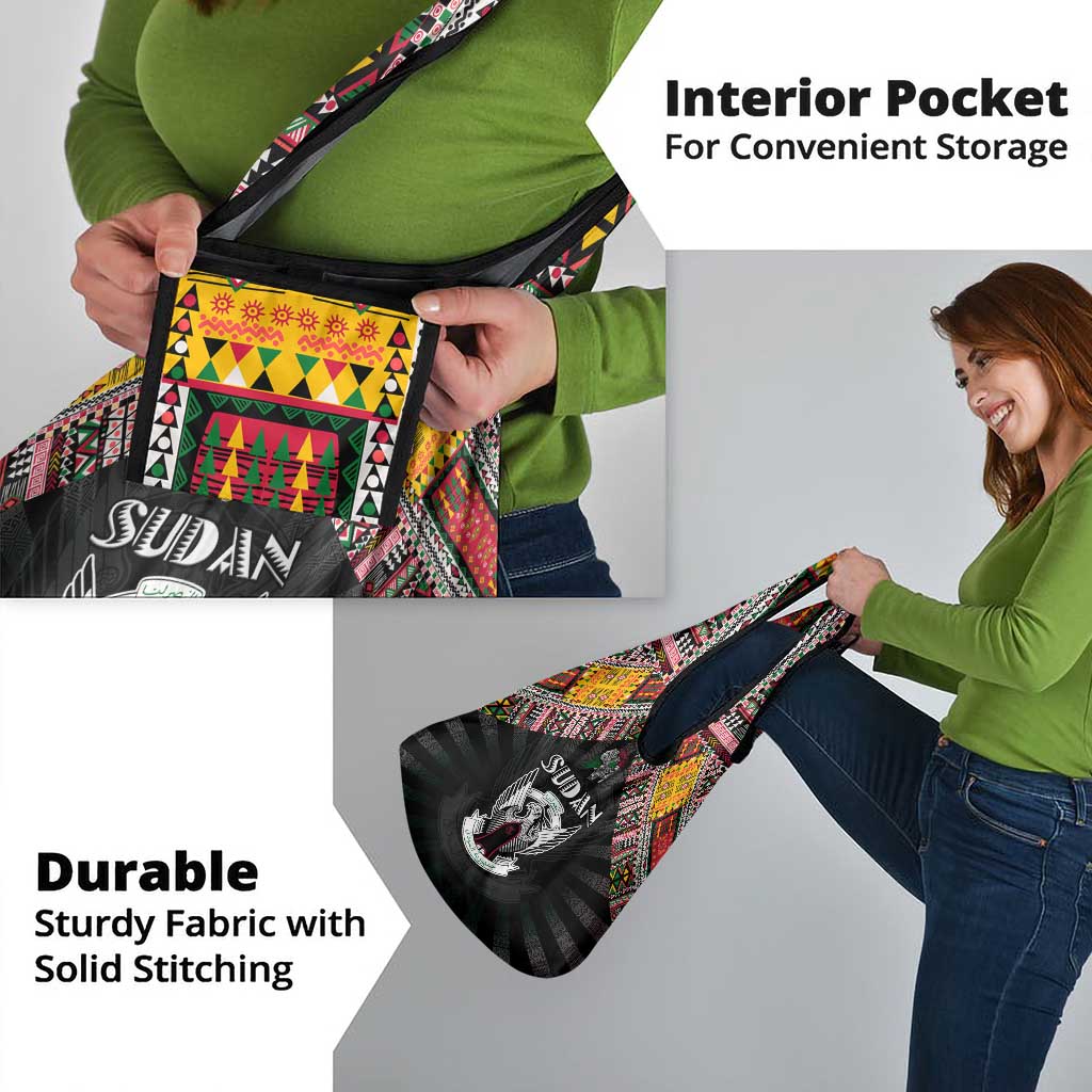 Sudan Roots Grocery Bag African Map in Fingerprint and Tribal Colors