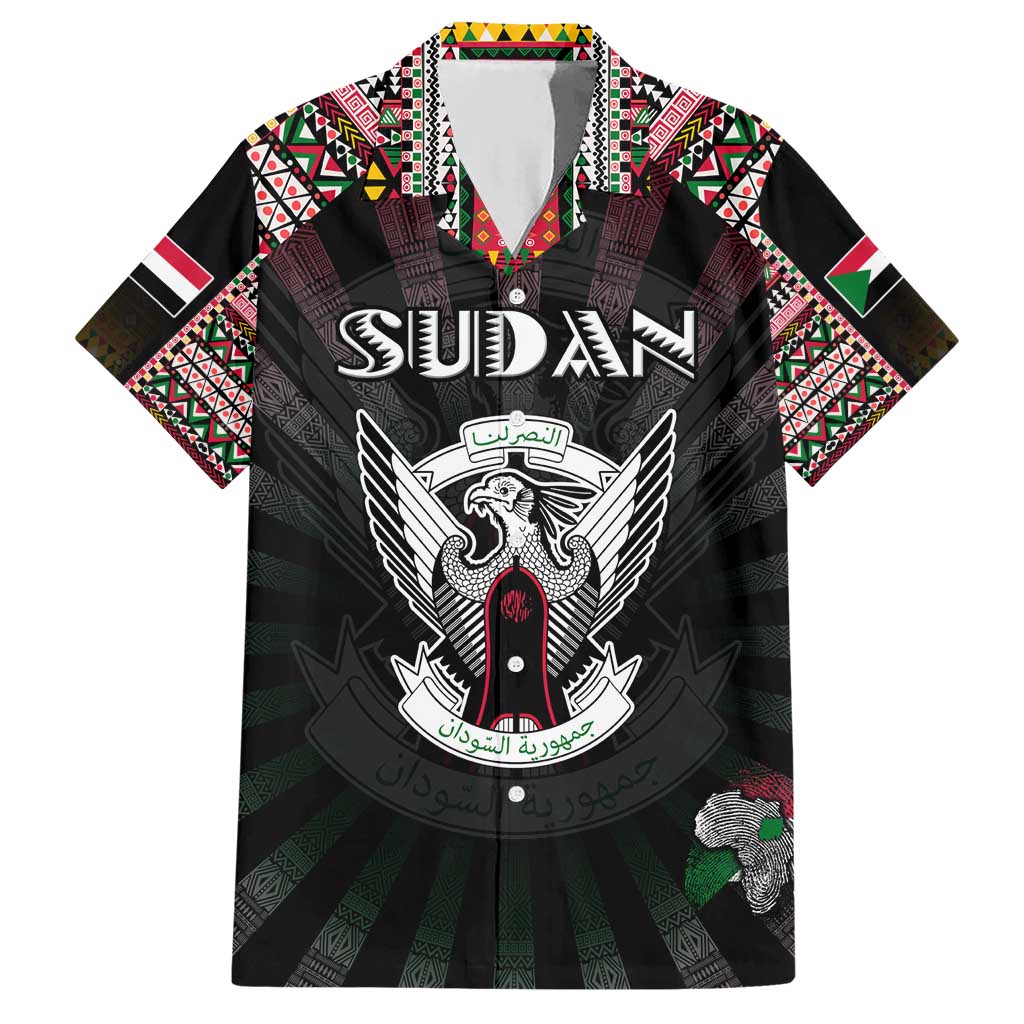 Personalized Sudan Roots Hawaiian Shirt African Map in Fingerprint and Tribal Colors