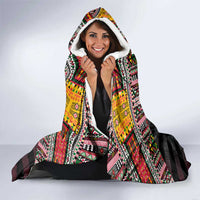 Sudan Roots Hooded Blanket African Map in Fingerprint and Tribal Colors