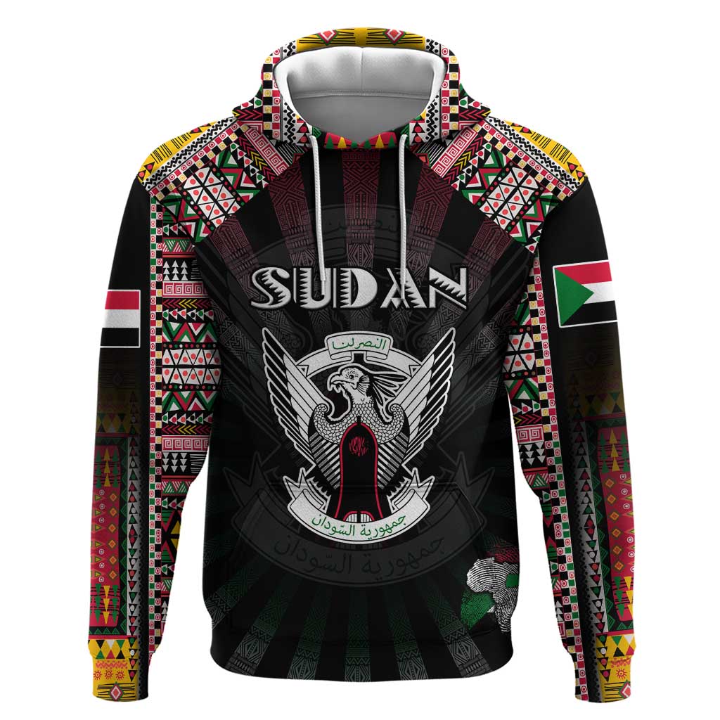 Personalized Sudan Roots Hoodie African Map in Fingerprint and Tribal Colors