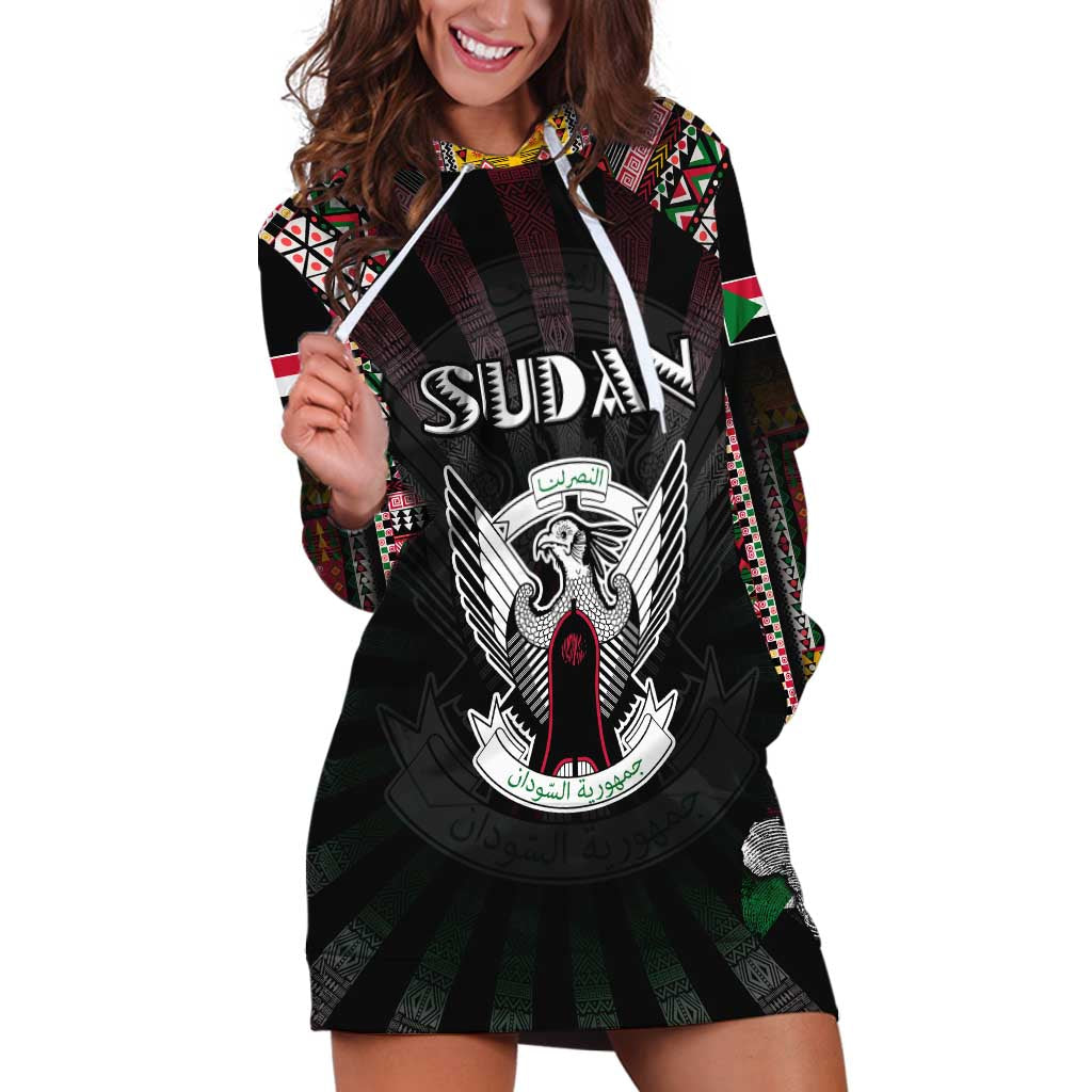 Personalized Sudan Roots Hoodie Dress African Map in Fingerprint and Tribal Colors