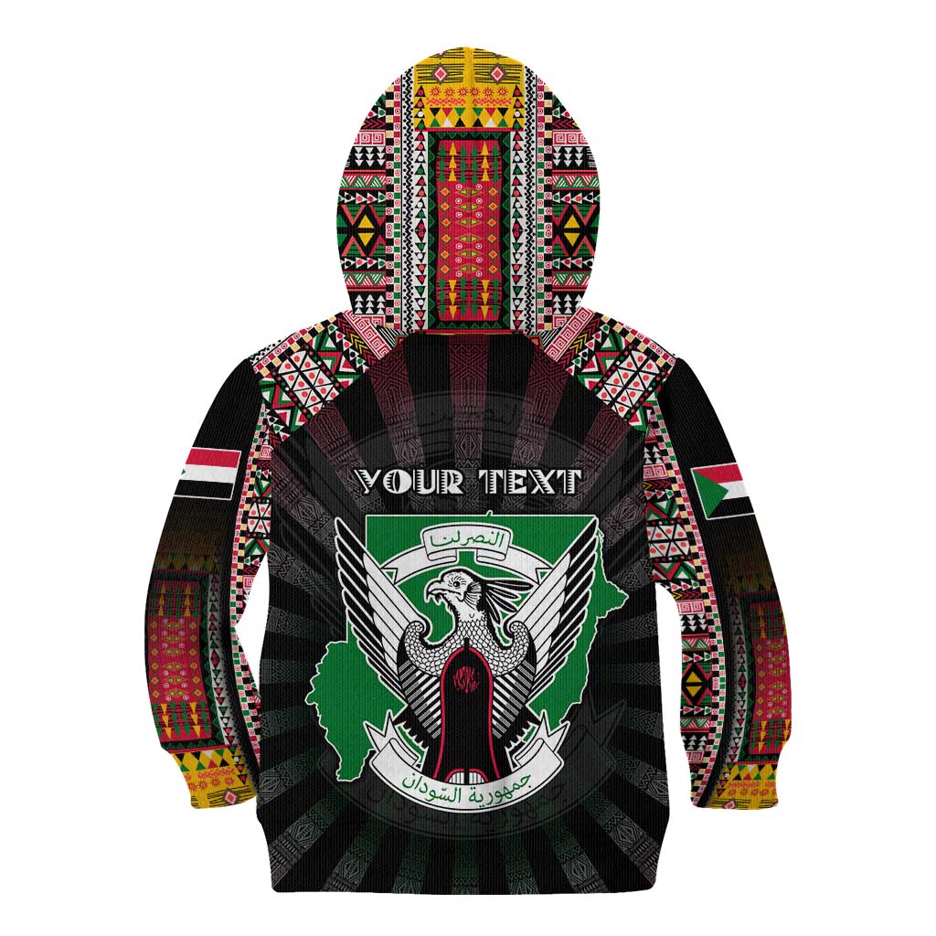 Personalized Sudan Roots Kid Hoodie African Map in Fingerprint and Tribal Colors