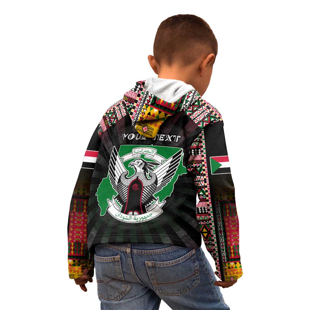 Personalized Sudan Roots Kid Hoodie African Map in Fingerprint and Tribal Colors