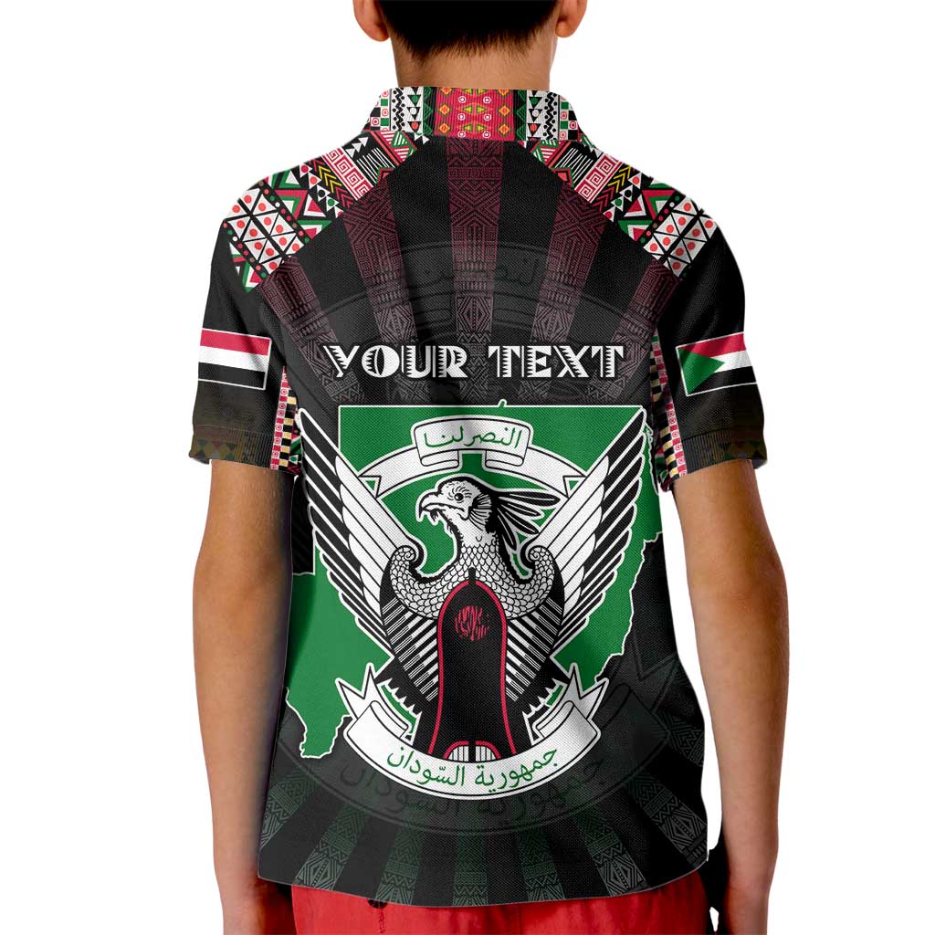 Personalized Sudan Roots Kid Polo Shirt African Map in Fingerprint and Tribal Colors