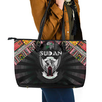 Sudan Roots Leather Tote Bag African Map in Fingerprint and Tribal Colors