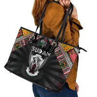 Sudan Roots Leather Tote Bag African Map in Fingerprint and Tribal Colors