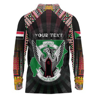 Personalized Sudan Roots Long Sleeve Polo Shirt African Map in Fingerprint and Tribal Colors