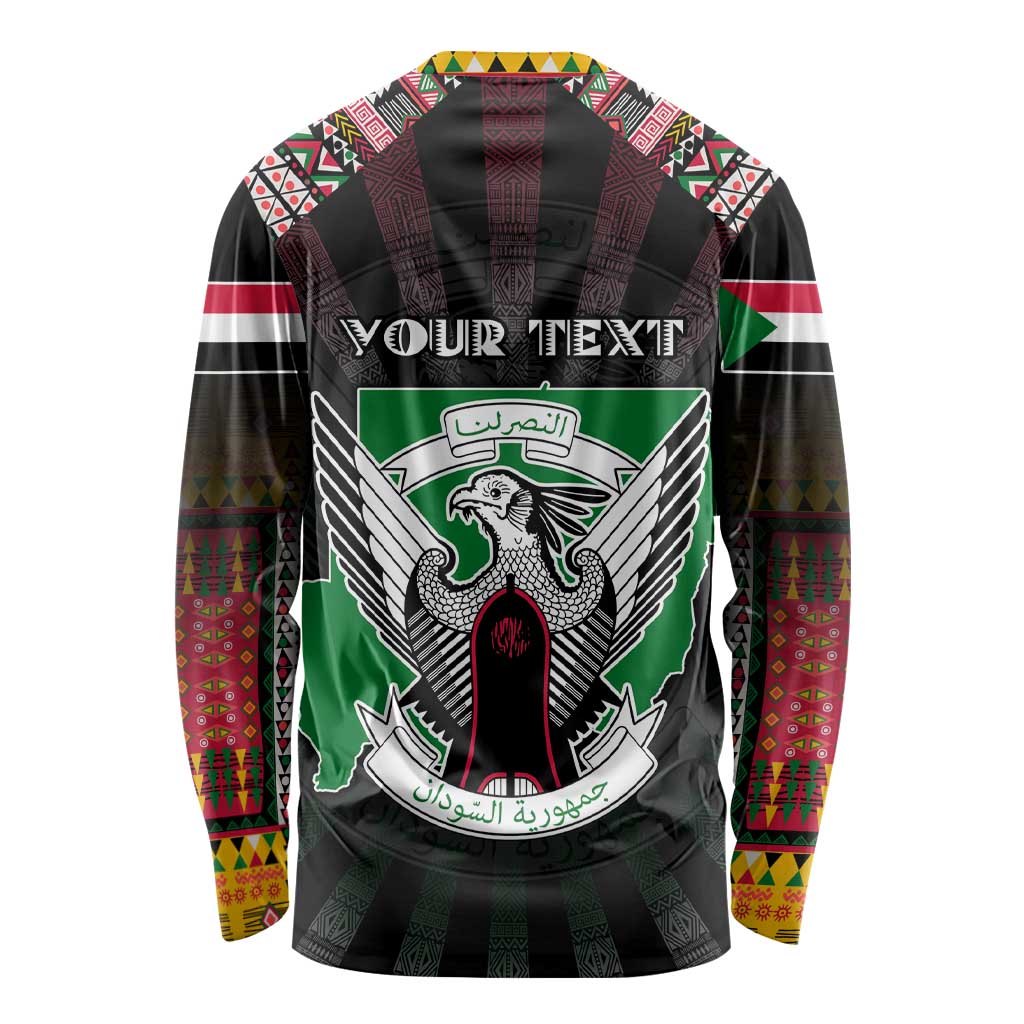 Personalized Sudan Roots Long Sleeve Shirt African Map in Fingerprint and Tribal Colors