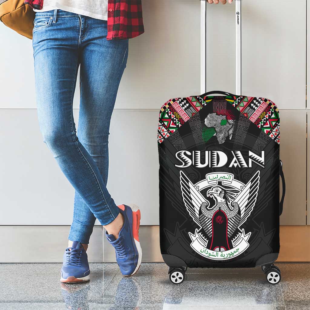 Sudan Roots Luggage Cover African Map in Fingerprint and Tribal Colors