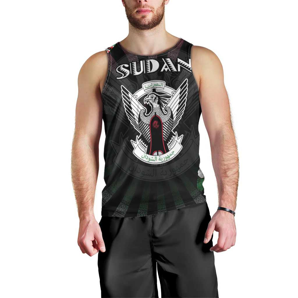 Personalized Sudan Roots Men Tank Top African Map in Fingerprint and Tribal Colors