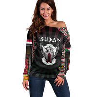 Personalized Sudan Roots Off Shoulder Sweater African Map in Fingerprint and Tribal Colors