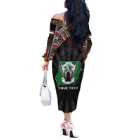 Personalized Sudan Roots Off The Shoulder Long Sleeve Dress African Map in Fingerprint and Tribal Colors