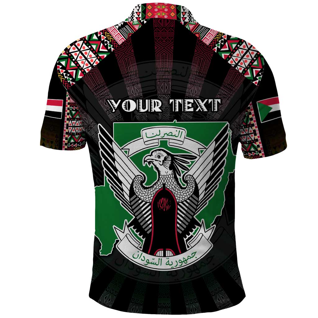 Personalized Sudan Roots Polo Shirt African Map in Fingerprint and Tribal Colors