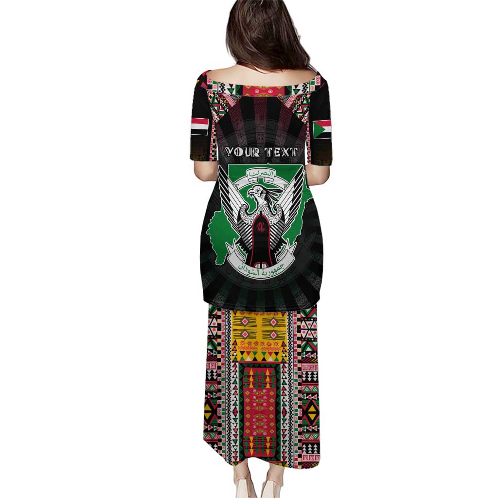 Personalized Sudan Roots Puletasi African Map in Fingerprint and Tribal Colors