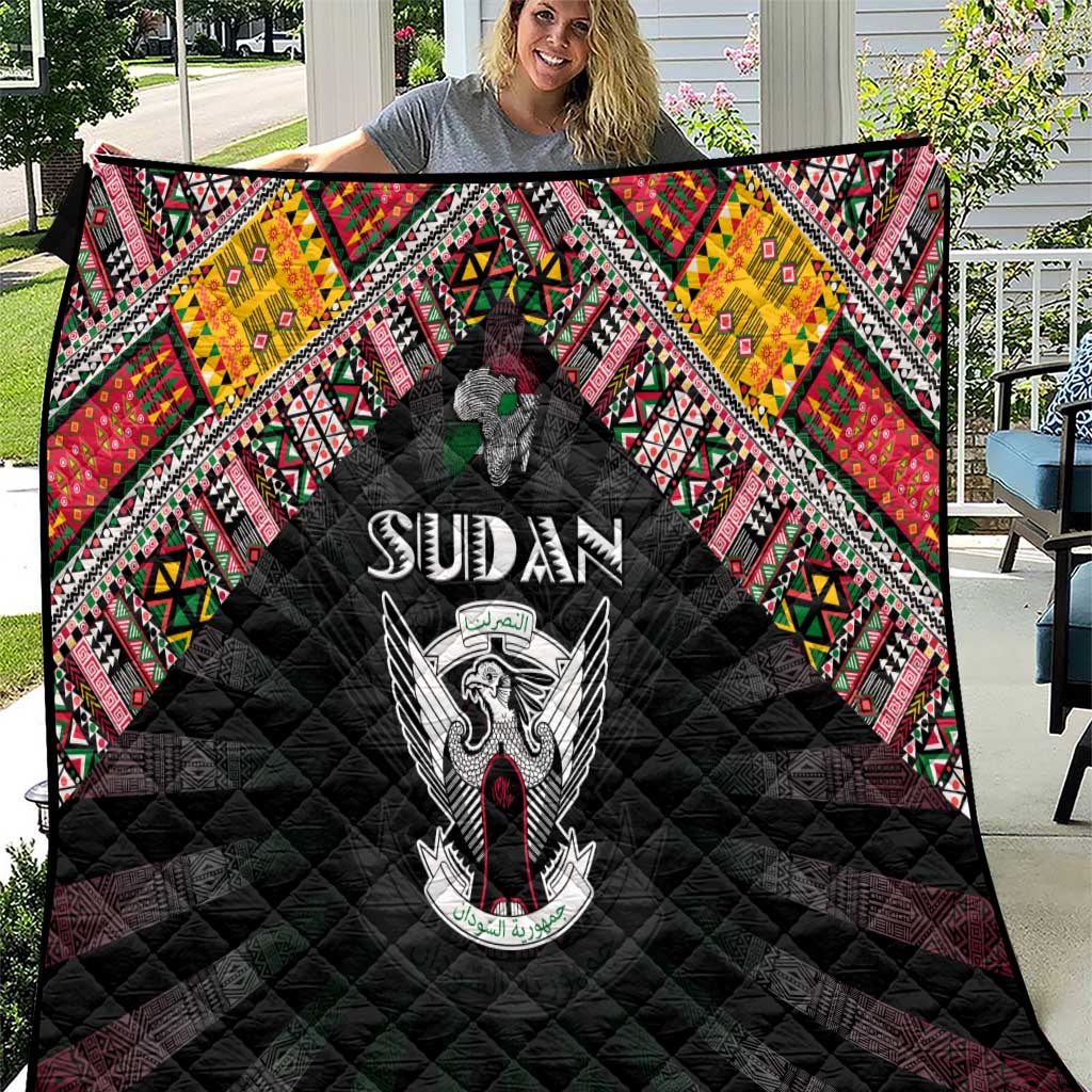 Sudan Roots Quilt African Map in Fingerprint and Tribal Colors