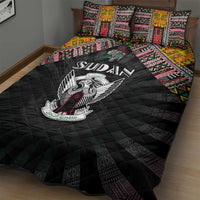 Sudan Roots Quilt Bed Set African Map in Fingerprint and Tribal Colors
