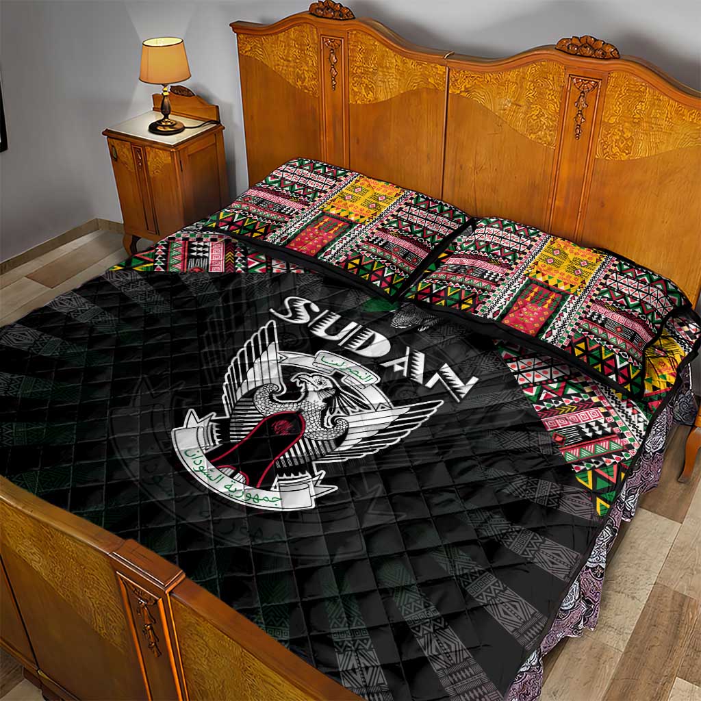 Sudan Roots Quilt Bed Set African Map in Fingerprint and Tribal Colors