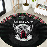 Sudan Roots Round Carpet African Map in Fingerprint and Tribal Colors