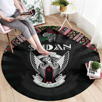 Sudan Roots Round Carpet African Map in Fingerprint and Tribal Colors
