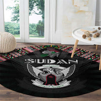 Sudan Roots Round Carpet African Map in Fingerprint and Tribal Colors