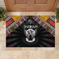 Sudan Roots Rubber Doormat African Map in Fingerprint and Tribal Colors