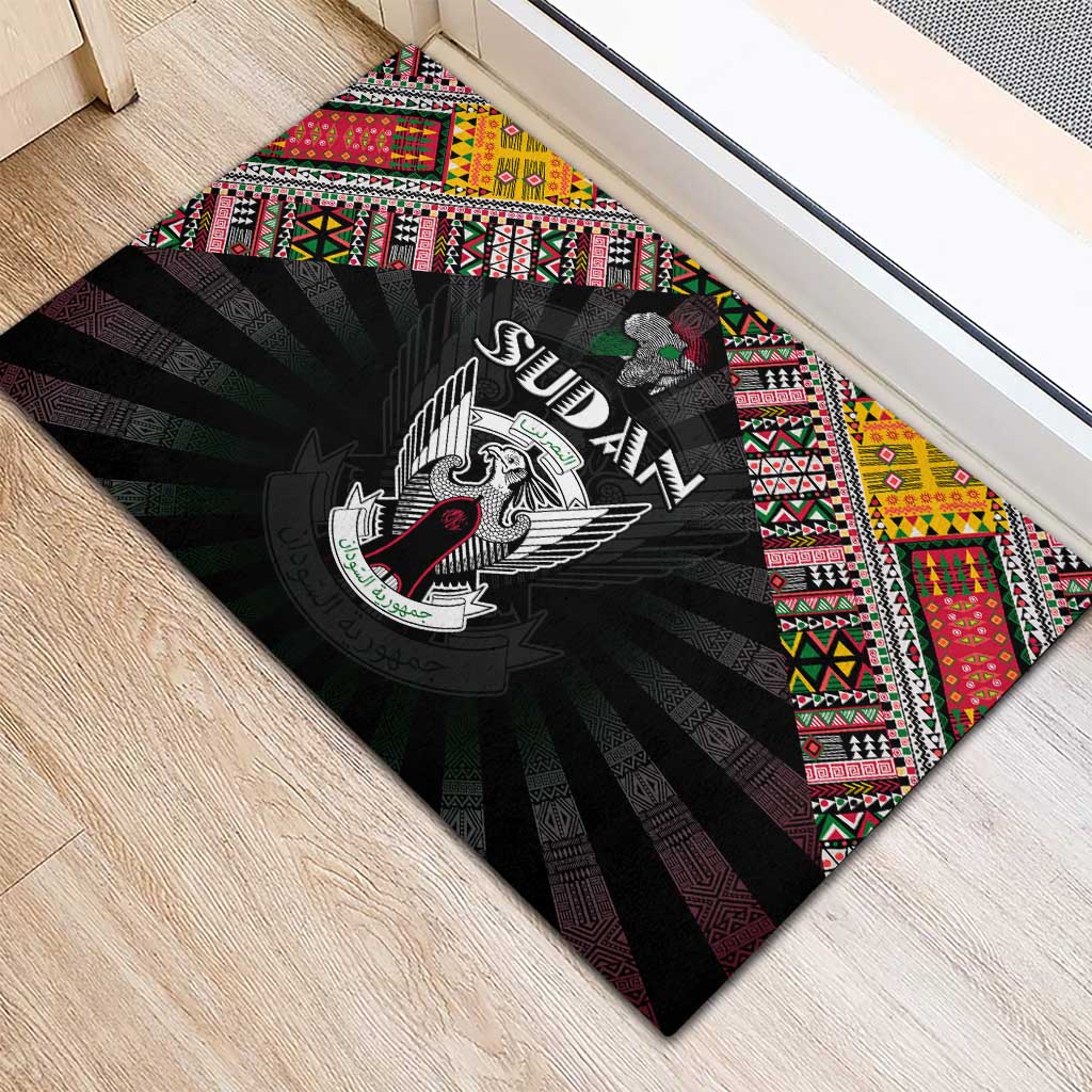 Sudan Roots Rubber Doormat African Map in Fingerprint and Tribal Colors