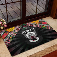 Sudan Roots Rubber Doormat African Map in Fingerprint and Tribal Colors