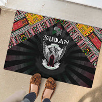 Sudan Roots Rubber Doormat African Map in Fingerprint and Tribal Colors