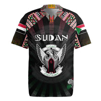 Personalized Sudan Roots Rugby Jersey African Map in Fingerprint and Tribal Colors