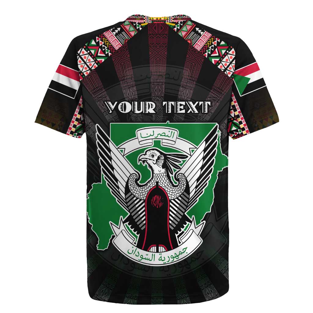 Personalized Sudan Roots Rugby Jersey African Map in Fingerprint and Tribal Colors