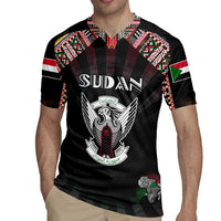 Personalized Sudan Roots Rugby Jersey African Map in Fingerprint and Tribal Colors