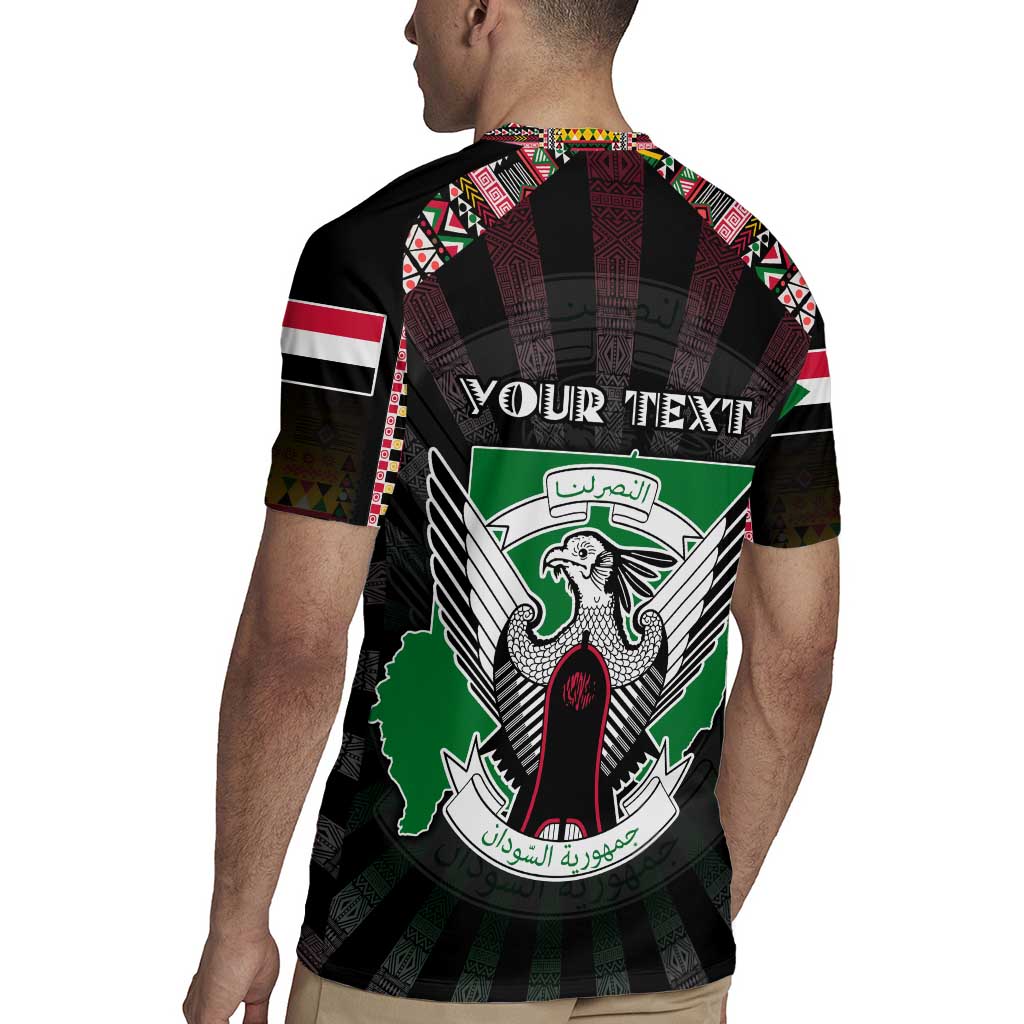 Personalized Sudan Roots Rugby Jersey African Map in Fingerprint and Tribal Colors