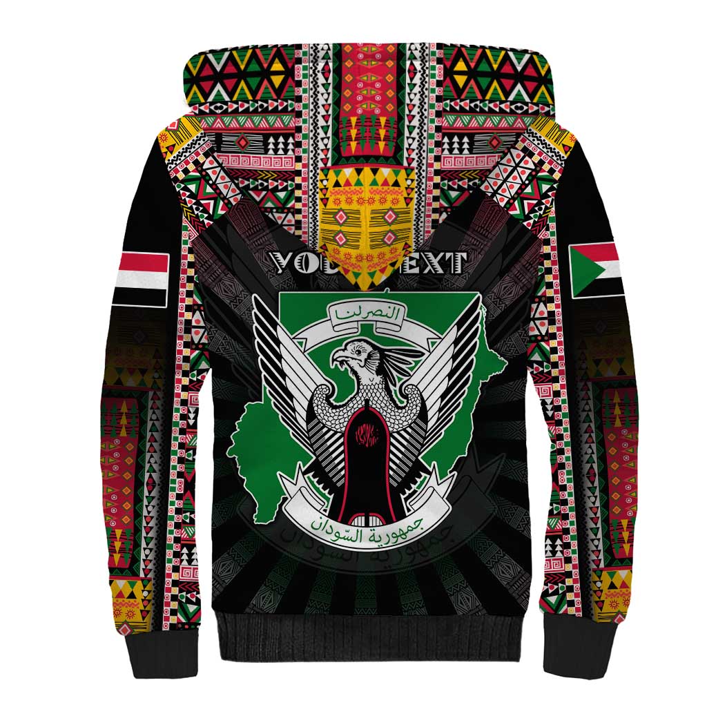 Personalized Sudan Roots Sherpa Hoodie African Map in Fingerprint and Tribal Colors