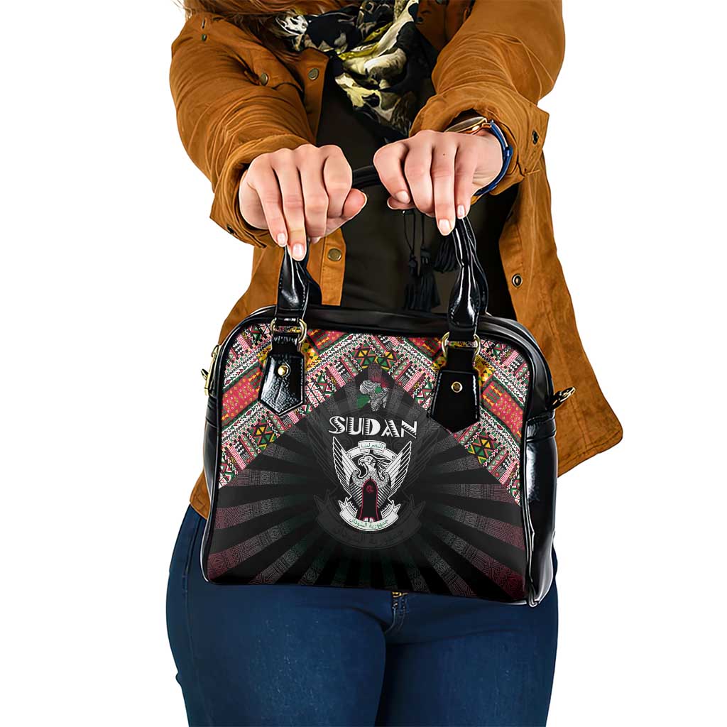 Sudan Roots Shoulder Handbag African Map in Fingerprint and Tribal Colors