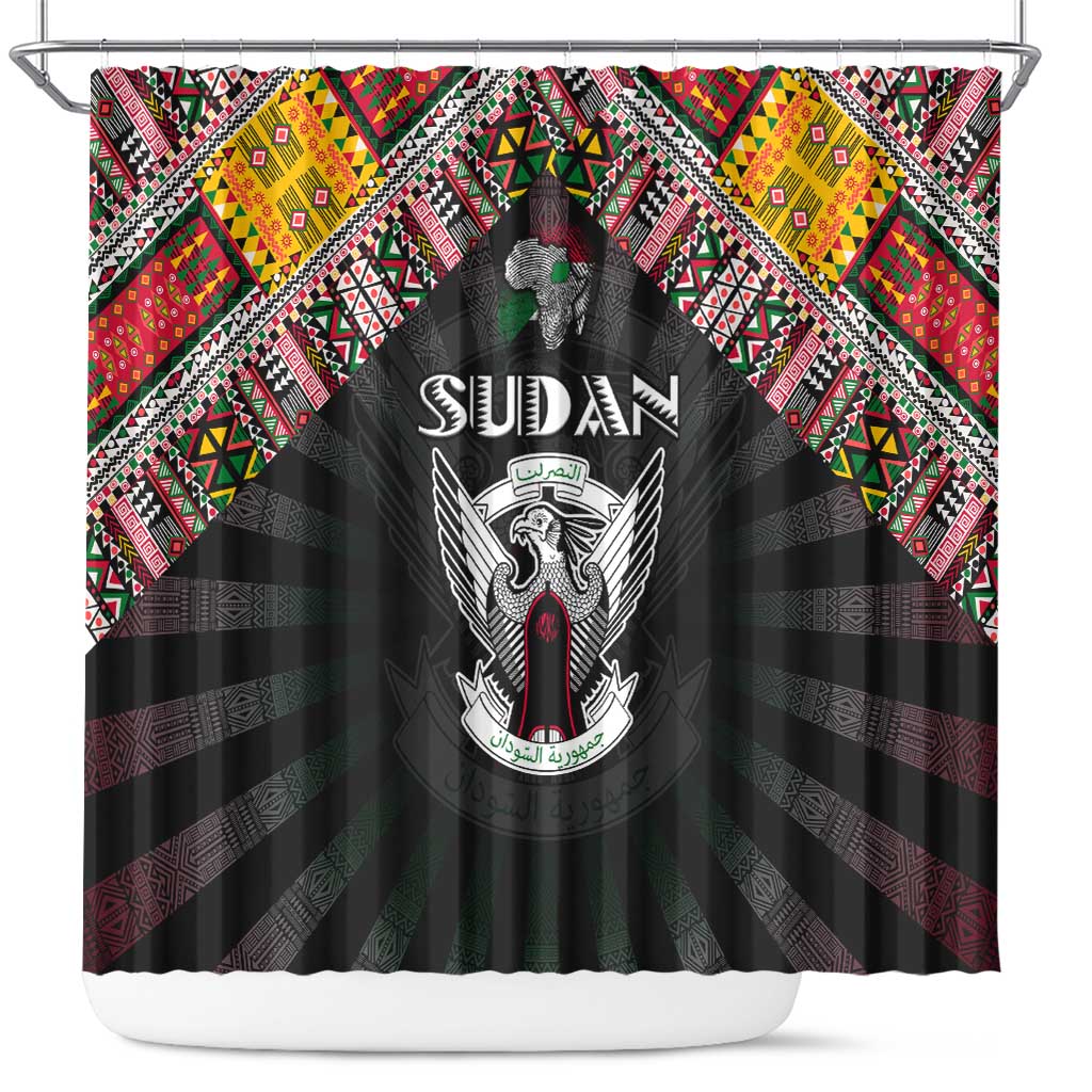 Sudan Roots Shower Curtain African Map in Fingerprint and Tribal Colors