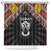 Sudan Roots Shower Curtain African Map in Fingerprint and Tribal Colors