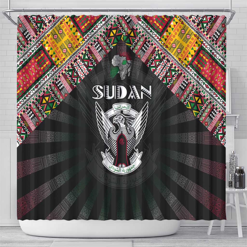 Sudan Roots Shower Curtain African Map in Fingerprint and Tribal Colors