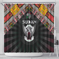 Sudan Roots Shower Curtain African Map in Fingerprint and Tribal Colors