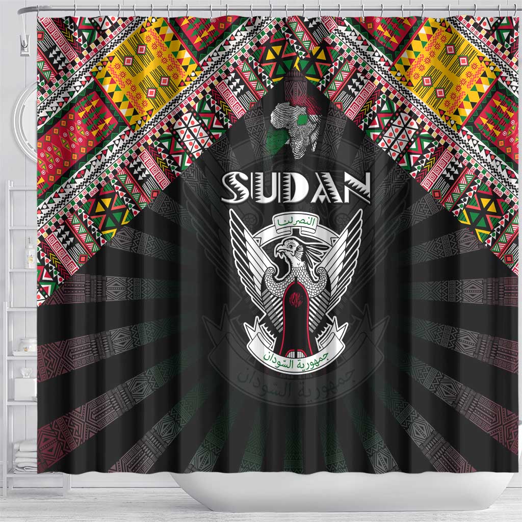 Sudan Roots Shower Curtain African Map in Fingerprint and Tribal Colors