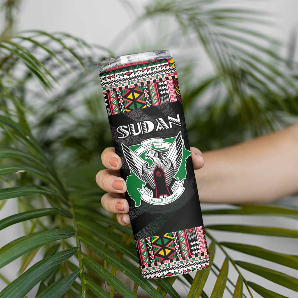 Sudan Roots Skinny Tumbler African Map in Fingerprint and Tribal Colors