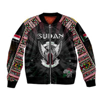 Personalized Sudan Roots Sleeve Zip Bomber Jacket African Map in Fingerprint and Tribal Colors