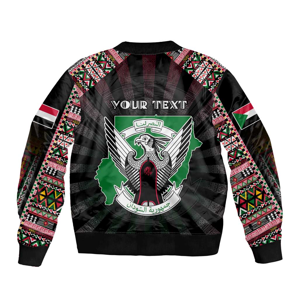 Personalized Sudan Roots Sleeve Zip Bomber Jacket African Map in Fingerprint and Tribal Colors