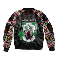 Personalized Sudan Roots Sleeve Zip Bomber Jacket African Map in Fingerprint and Tribal Colors