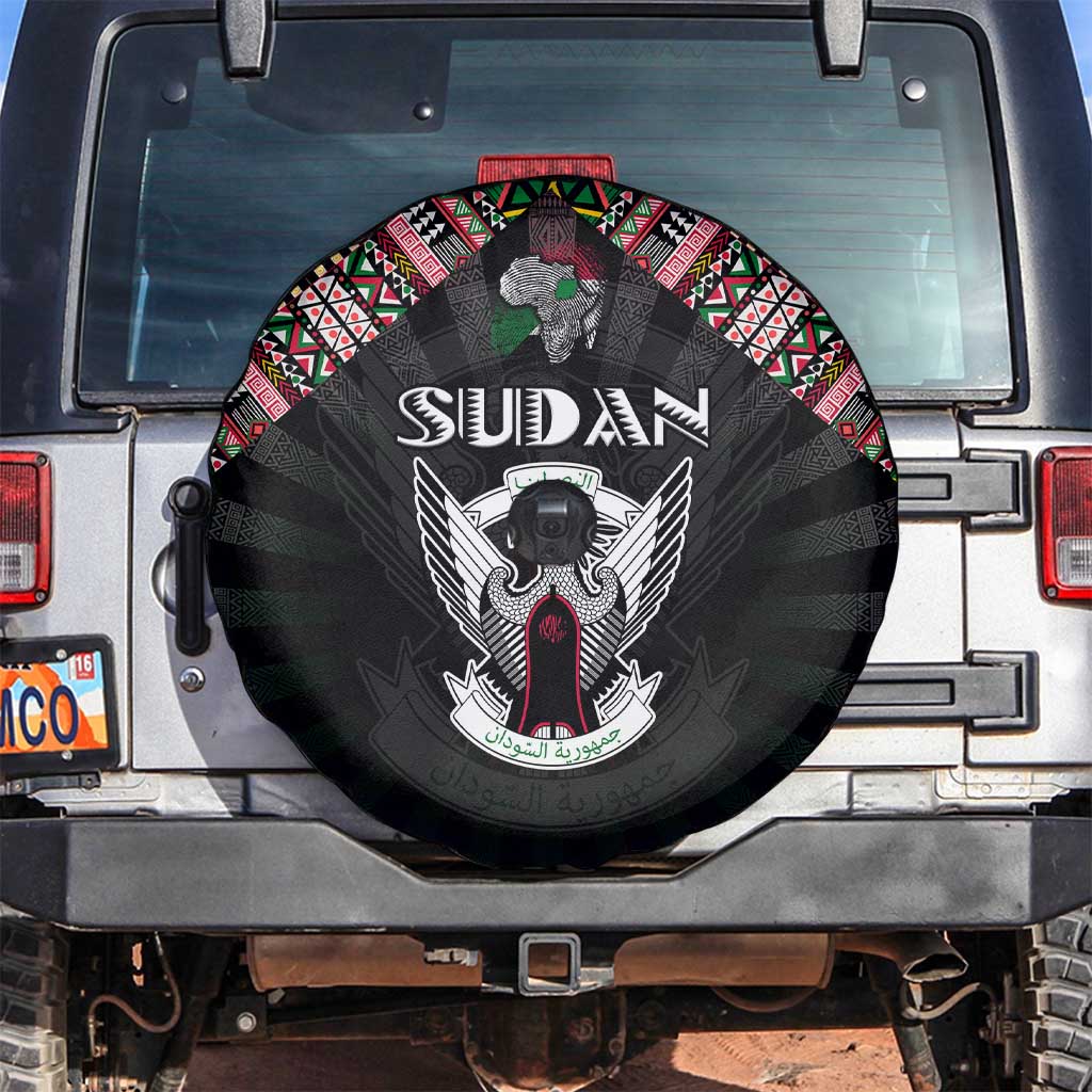 Sudan Roots Spare Tire Cover African Map in Fingerprint and Tribal Colors