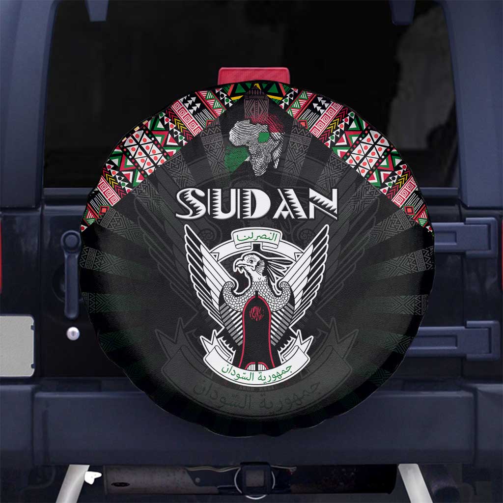 Sudan Roots Spare Tire Cover African Map in Fingerprint and Tribal Colors